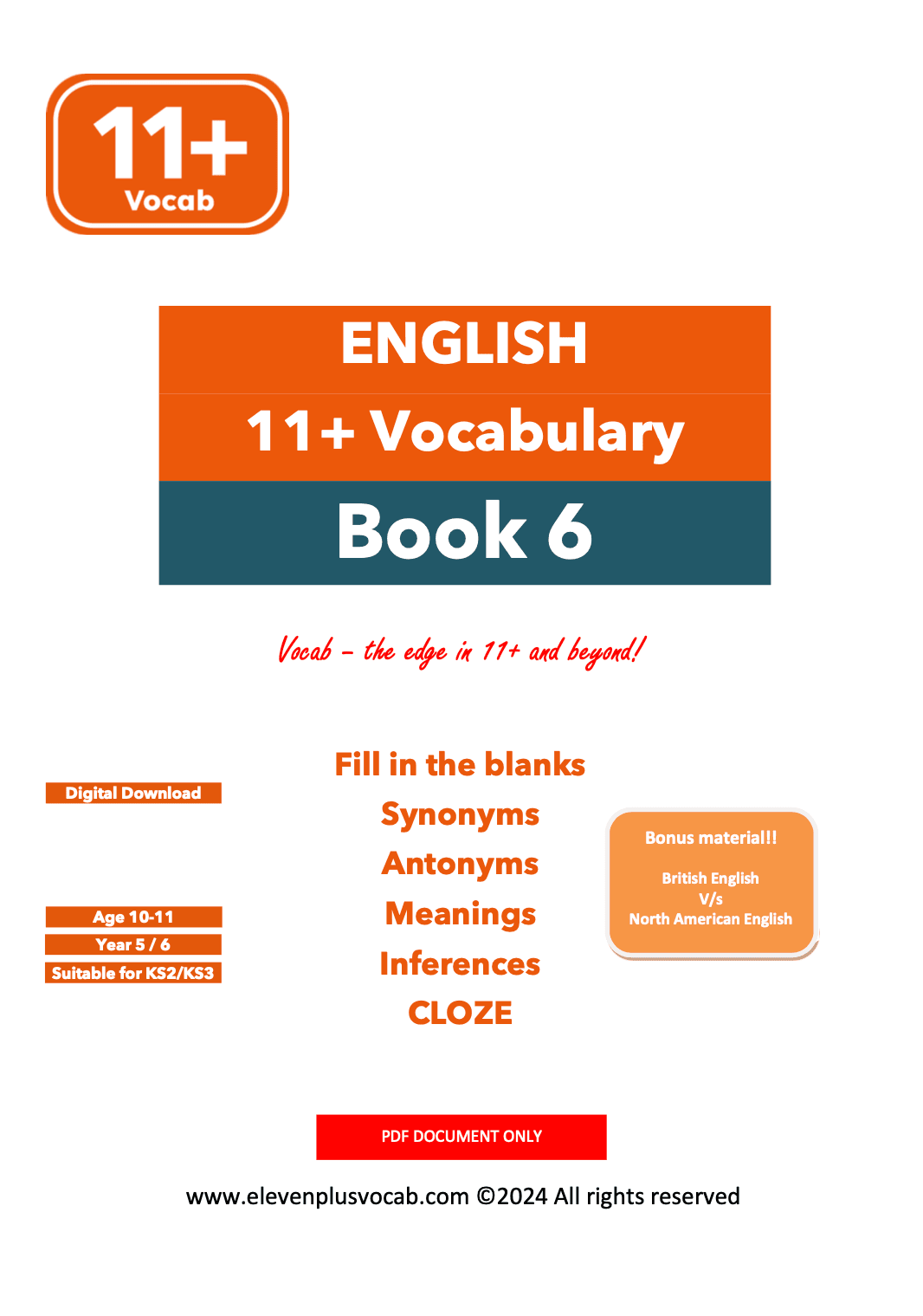 11+ English Vocab - PDF Book 6